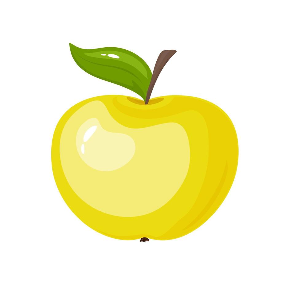 Green tasty apple with leaf vector