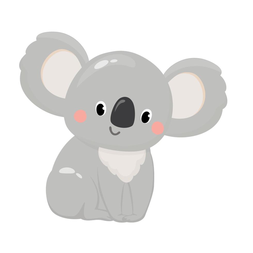 ilustración vectorial de lindo animal aislado koala en estilo de dibujos animados sobre fondo blanco. uso para aplicación infantil, juego, libro, impresión de ropa, estampado de camisetas, baby shower. vector