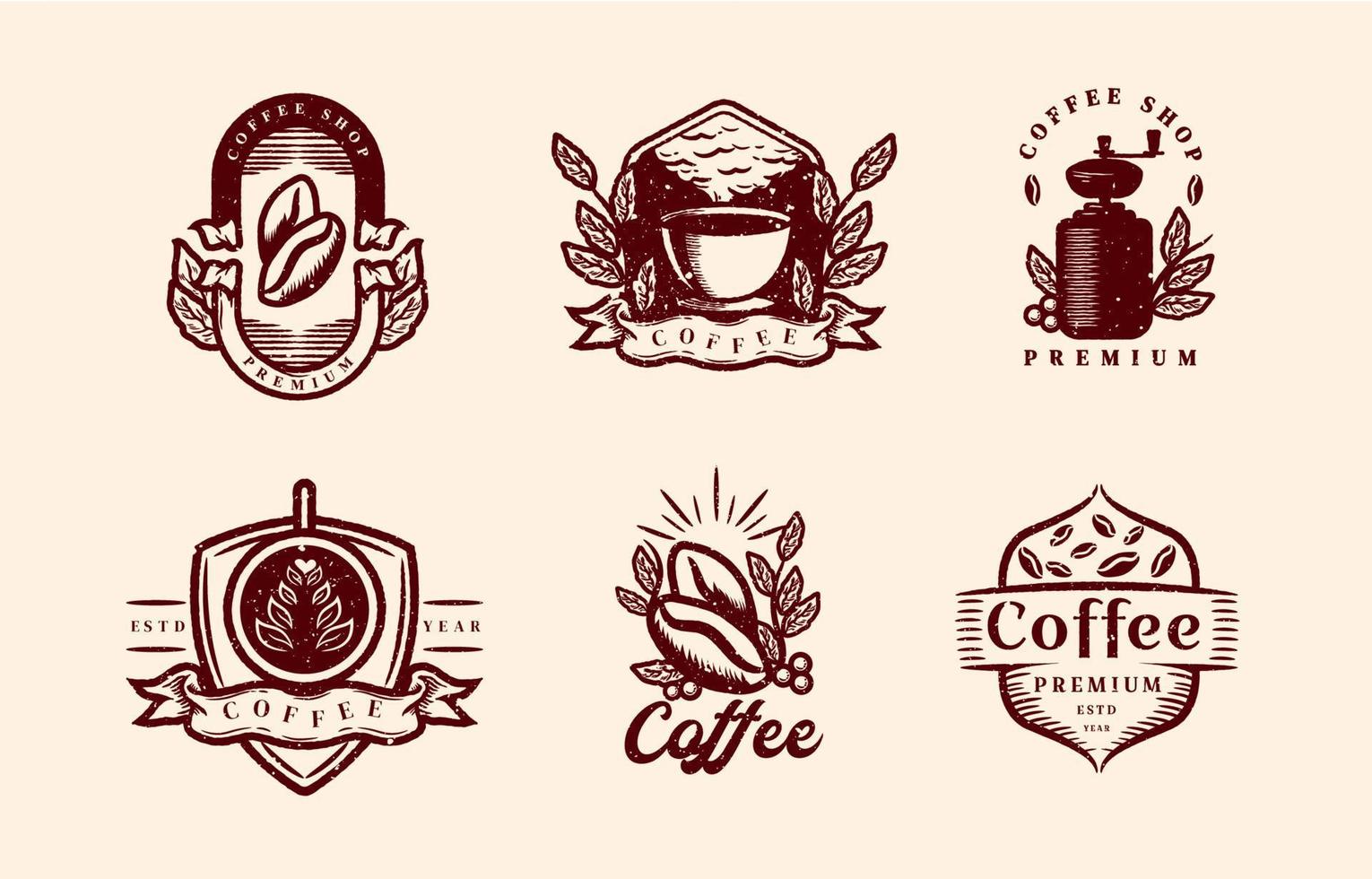 logotipo de cafetería de estilo vintage de tinta antigua vector