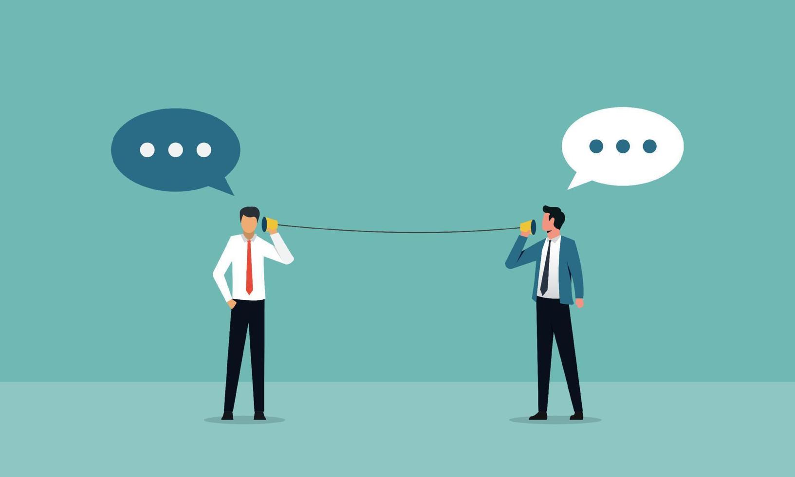Business communication concept, sharing ideas and goals, speech bubbles symbol, two businessmen doing communication vector