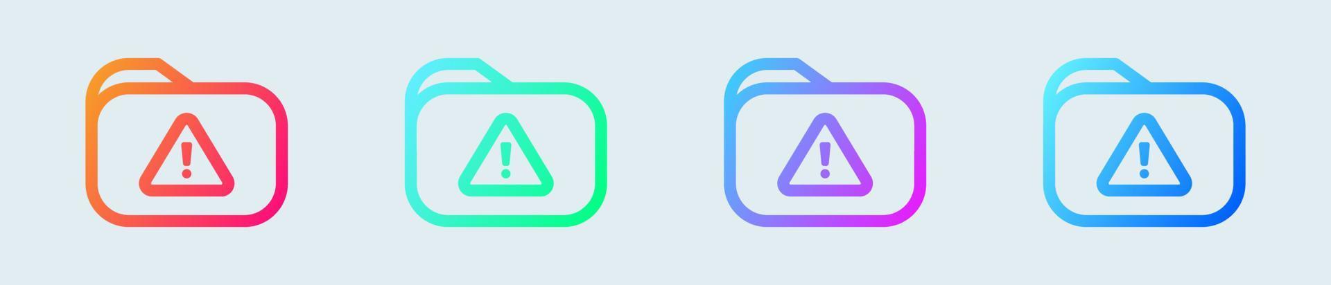 Error folder line icon in gradient colors. Warning signs vector illustration.