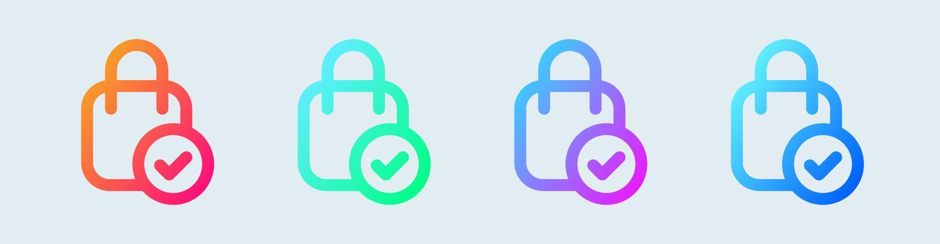Checkout done line icon in gradient colors. Purchase signs vector illustration.