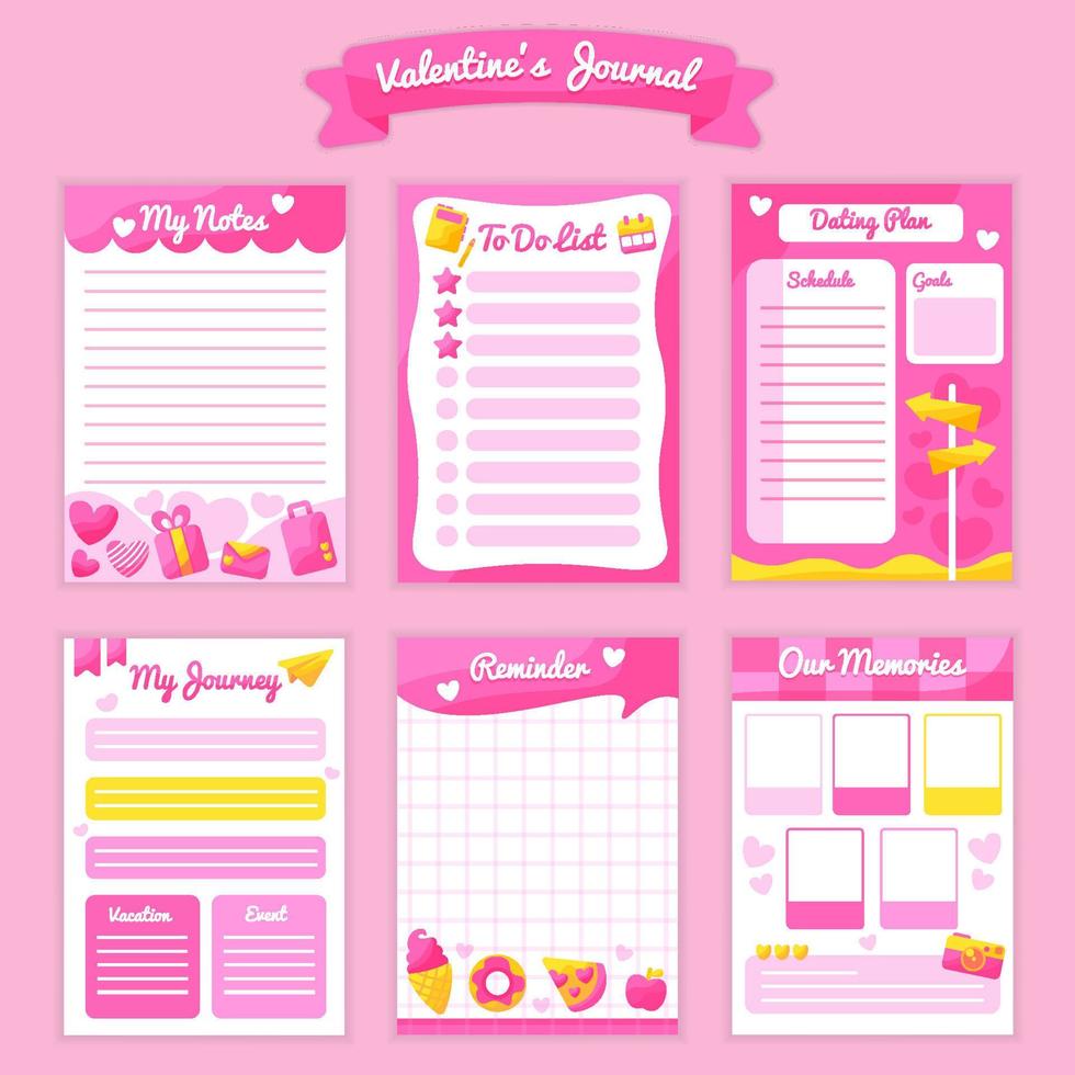 Valentine Journal Pages vector