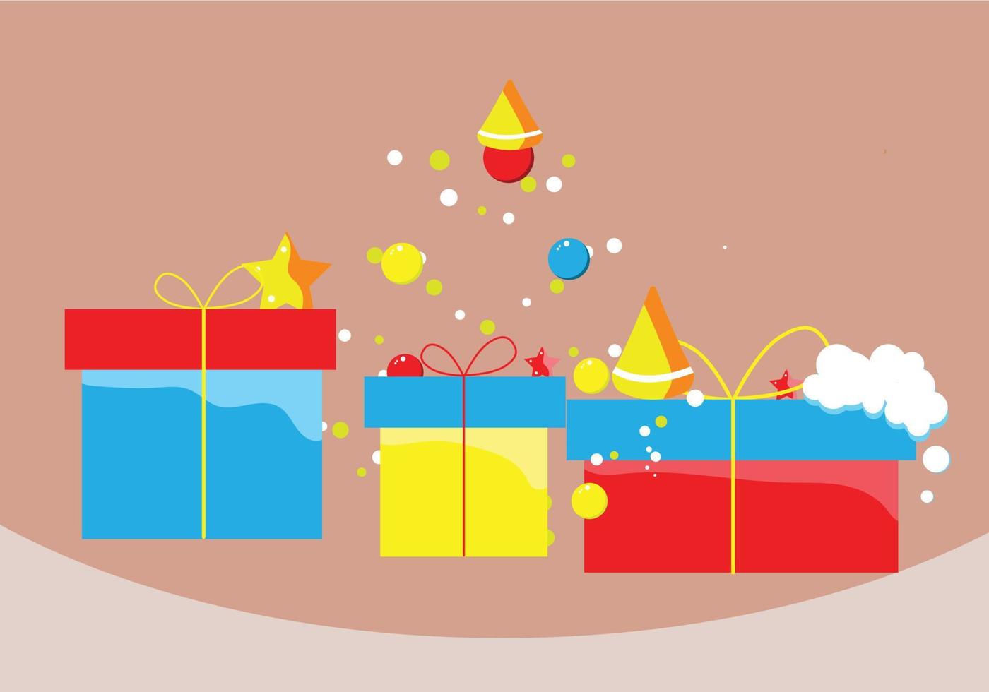 multicolored square gift box Prepare for Christmas and New Year. vector