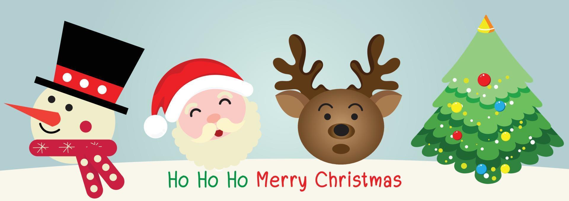 Merry Christmas and happy new year greeting card with cute Santa Claus collection. Holiday cartoon characters set. Vector
