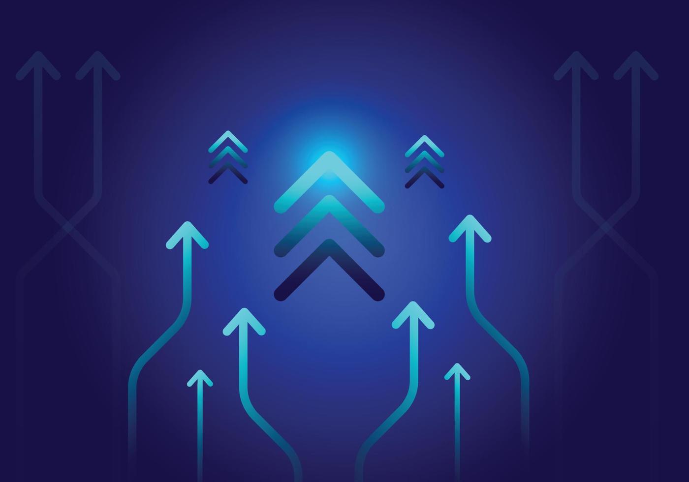 arrow pointing up on dark blue background Digital business growth concept. vector