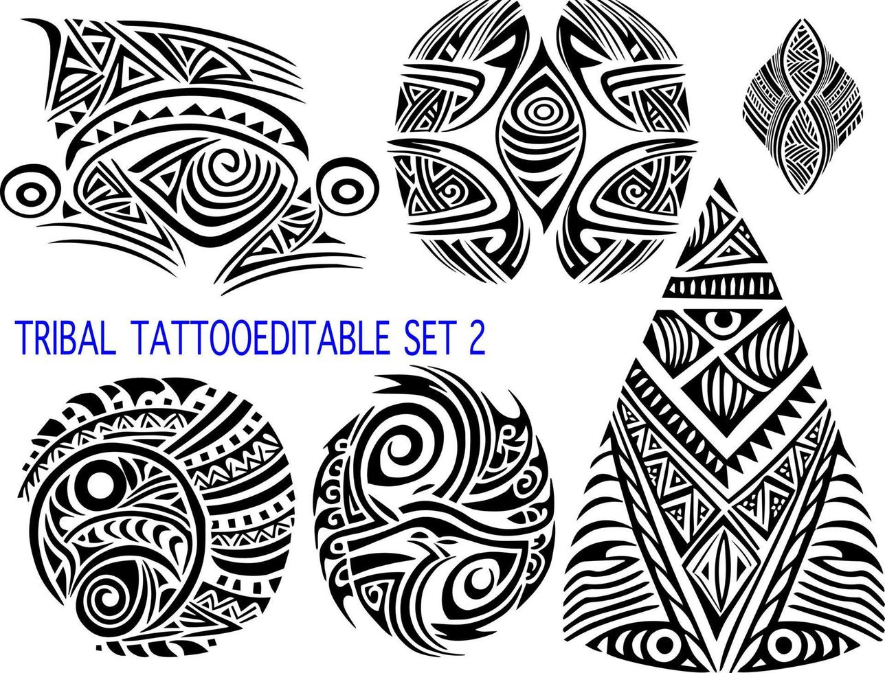 Tribal textures patterns graphic design tattoo logo editable vector