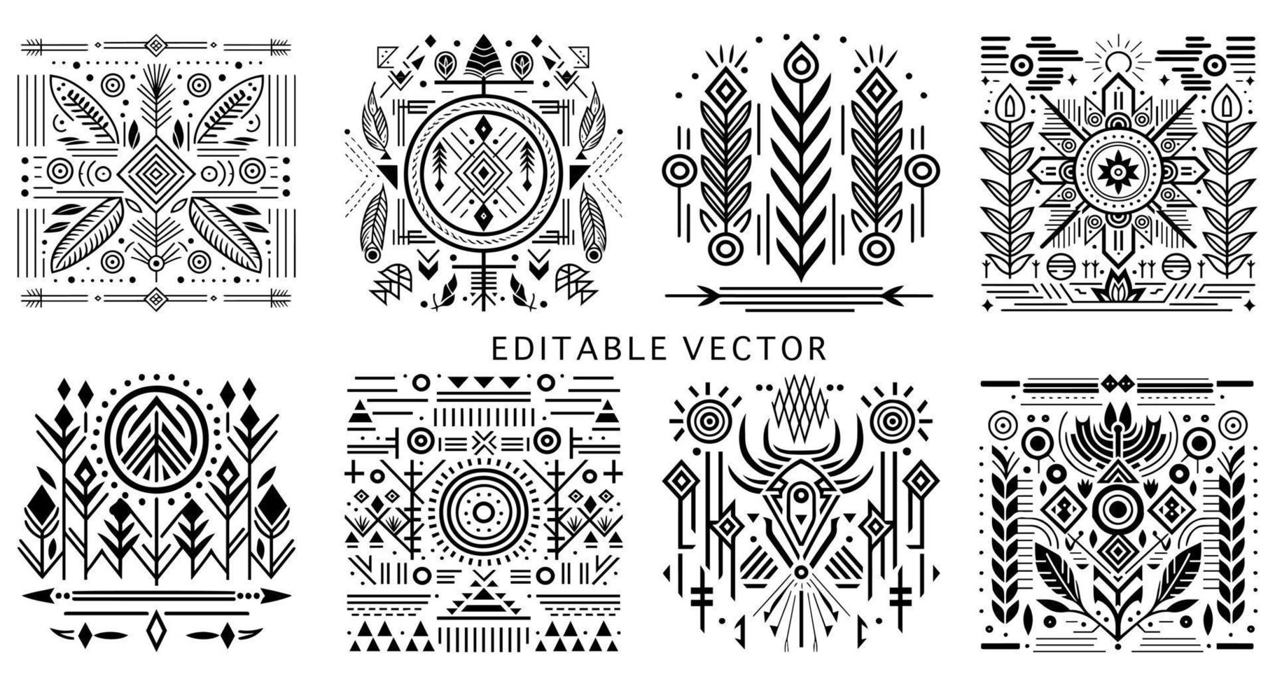 tribal texturas patrones diseño gráfico tatuaje logo editable vector