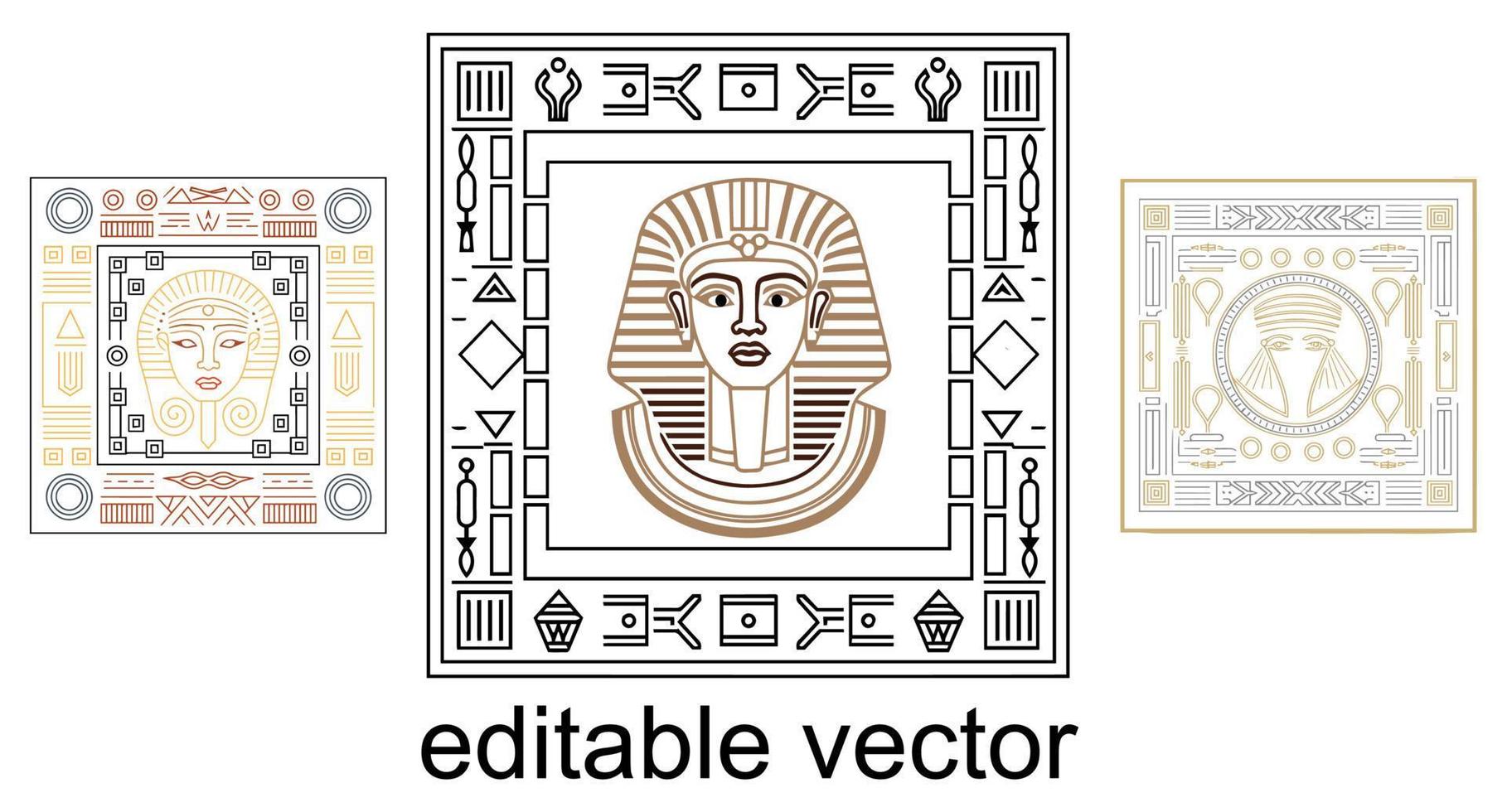 vector editable de diseño tradicional de ornamento egipcio antiguo