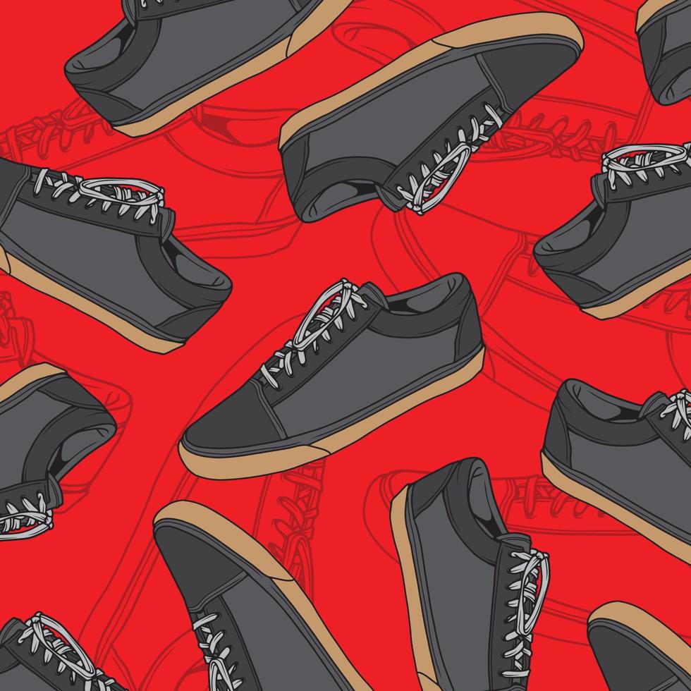 patrón sin costuras zapatillas de deporte ilustración de zapatillas de deporte. ilustración vectorial plana. zapatillas de deporte de moda. patrón de fondo vector