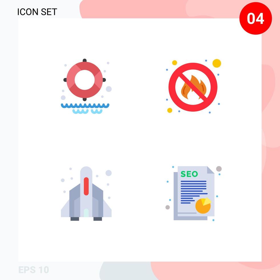 User Interface Pack of 4 Basic Flat Icons of lifesaver game fighter place document Editable Vector Design Elements