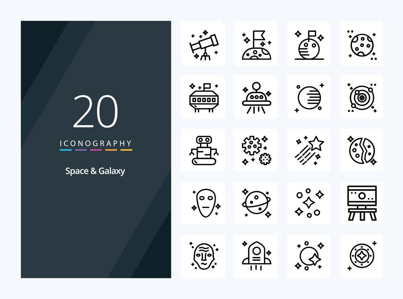 20 Space And Galaxy Outline icon for presentation vector