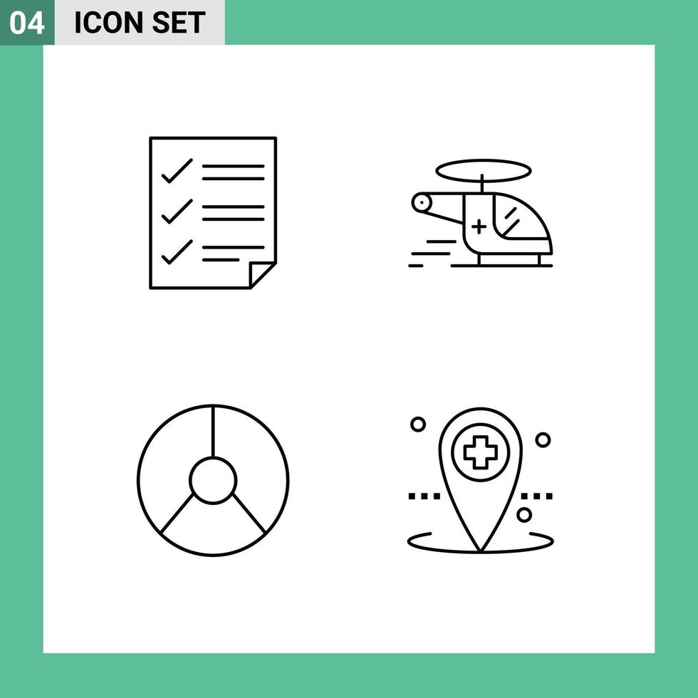 4 User Interface Line Pack of modern Signs and Symbols of checkmarks air page chopper chart Editable Vector Design Elements