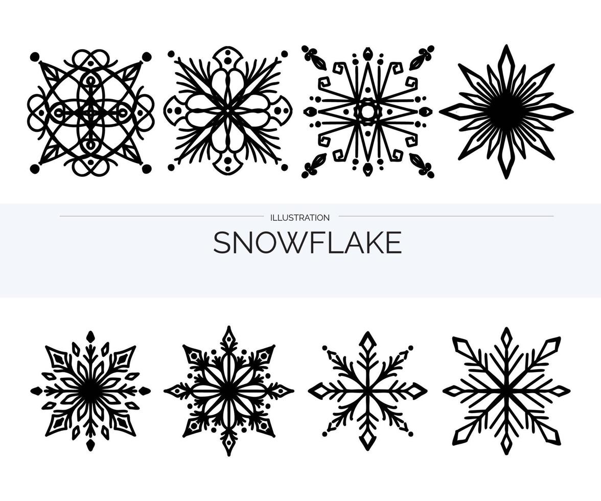 Snowflake vector illusion Han drawn doodle