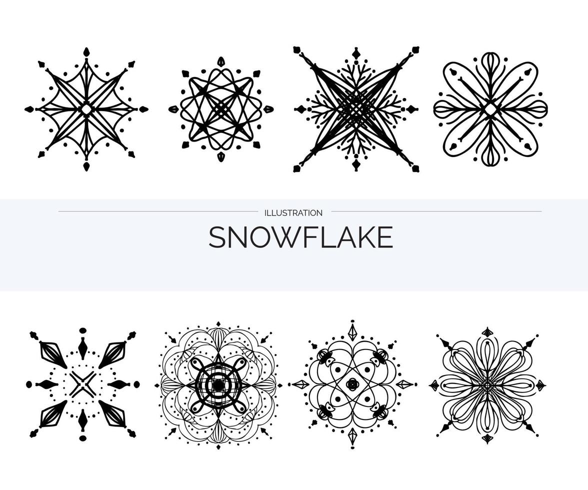 Snowflake vector illusion Han drawn doodle