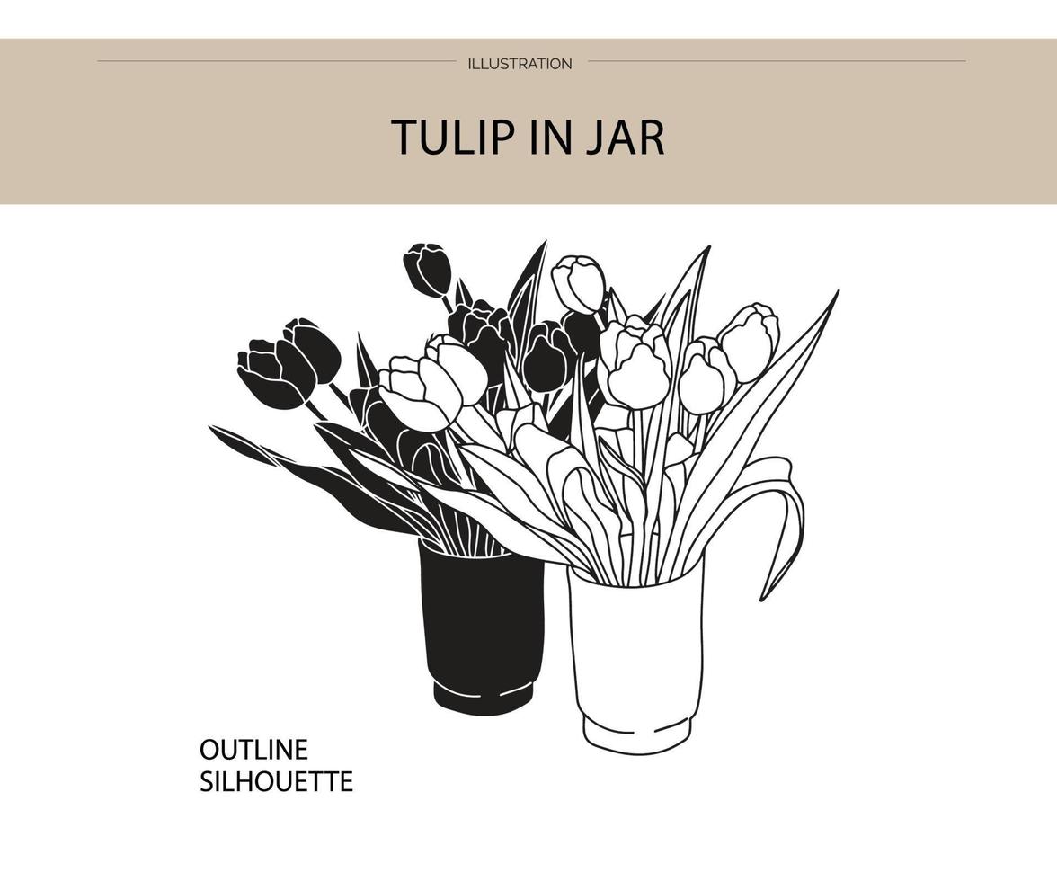 Tulip in jar silhouette vector