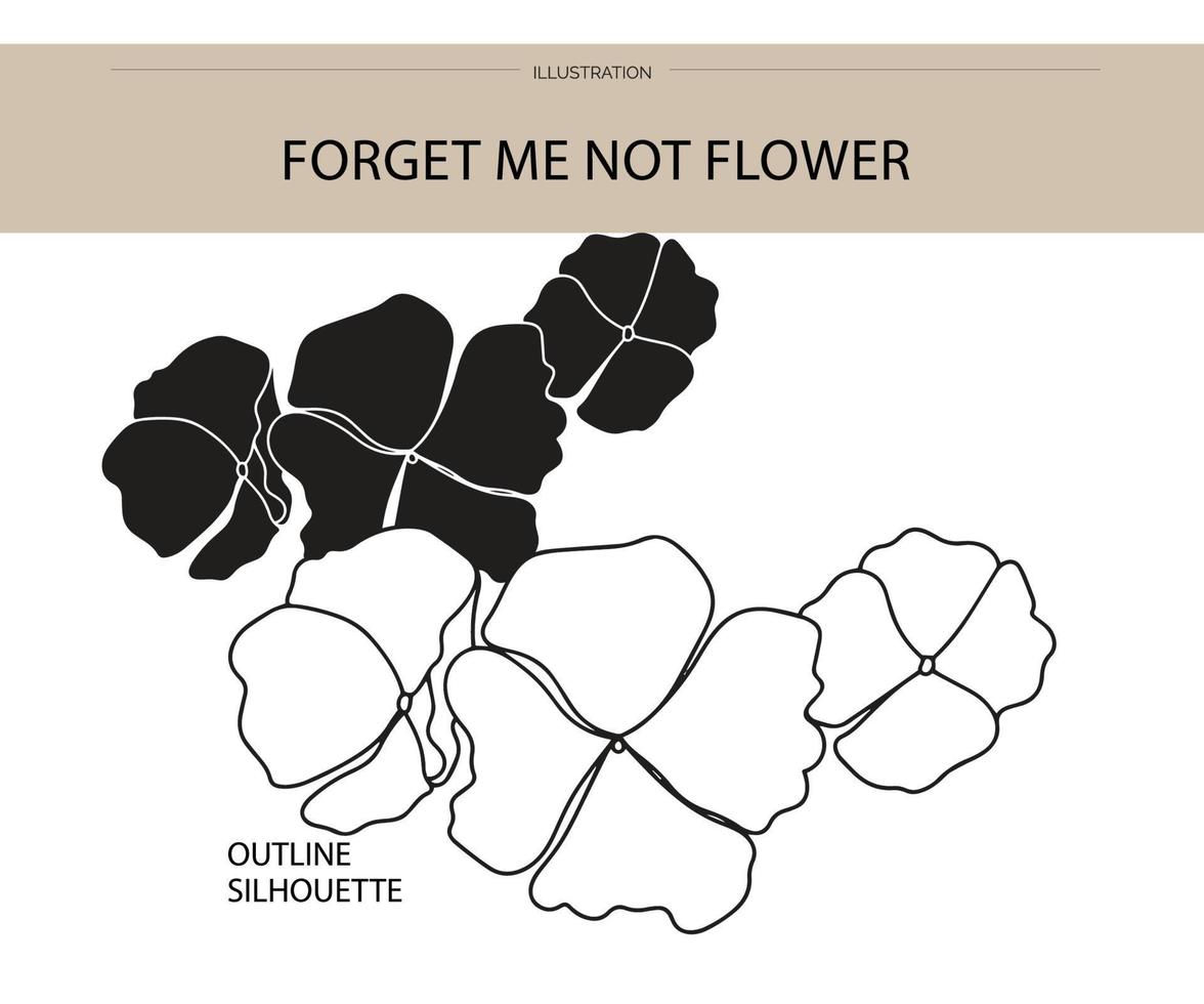 Forget me not flower silhouette vector