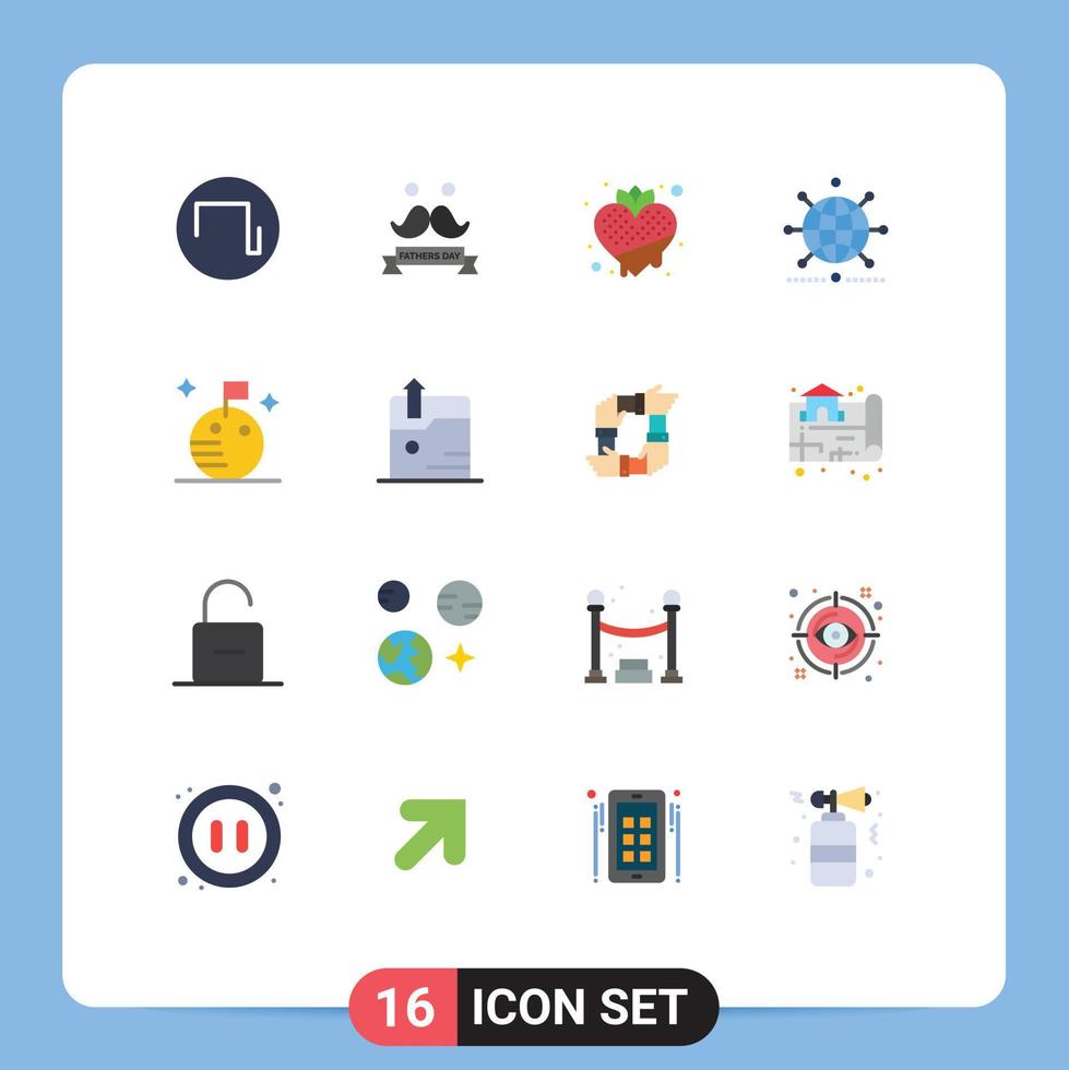 paquete de iconos de vector de stock de 16 signos y símbolos de línea para el mundo de la red de frutas de negocios de bandera paquete editable de elementos creativos de diseño de vectores