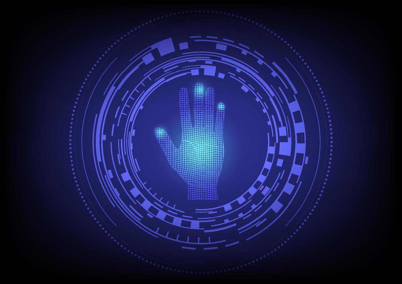Futuristic hand scan recognition technology . Biometric data security concept. Vector illustration.