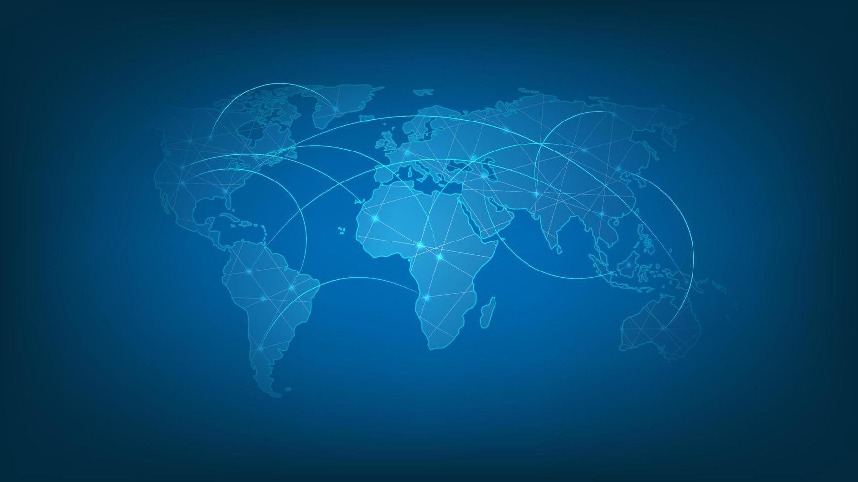 Illustration of world map and line connection. vector