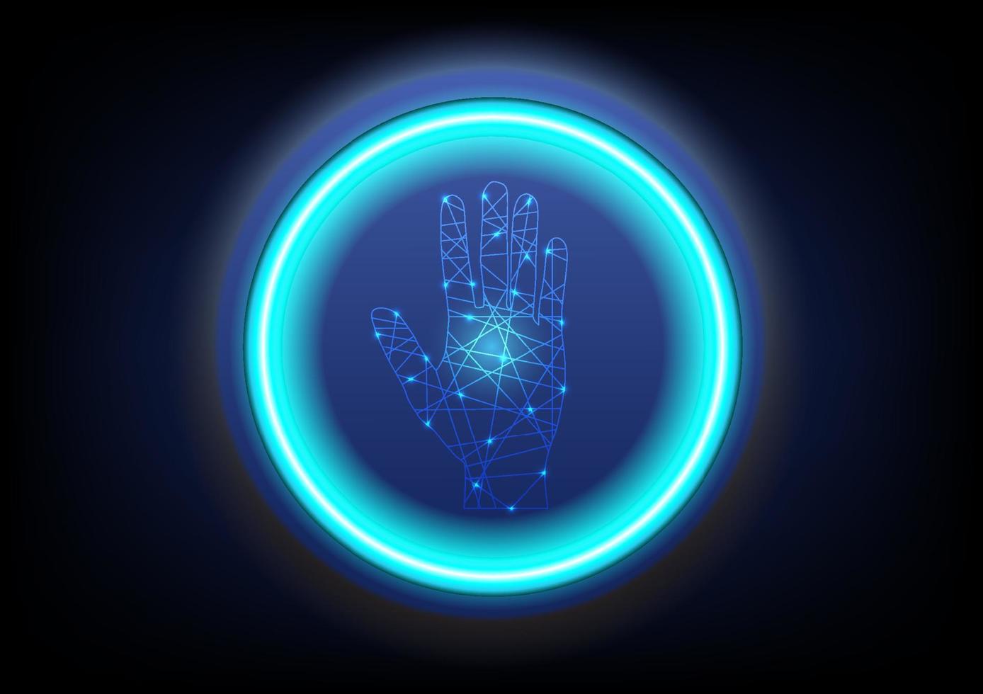 Futuristic hand scan recognition technology . Biometric data security concept. vector