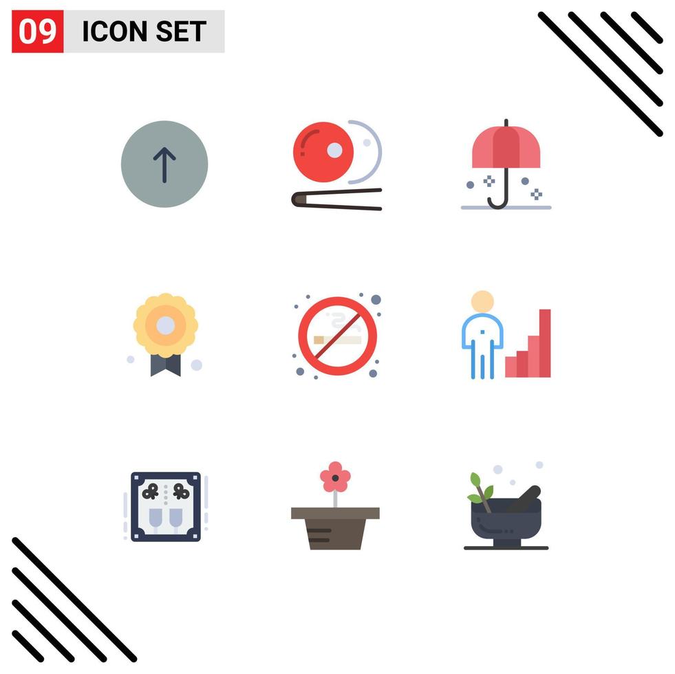 User Interface Pack of 9 Basic Flat Colors of no medal sports certificate safety Editable Vector Design Elements