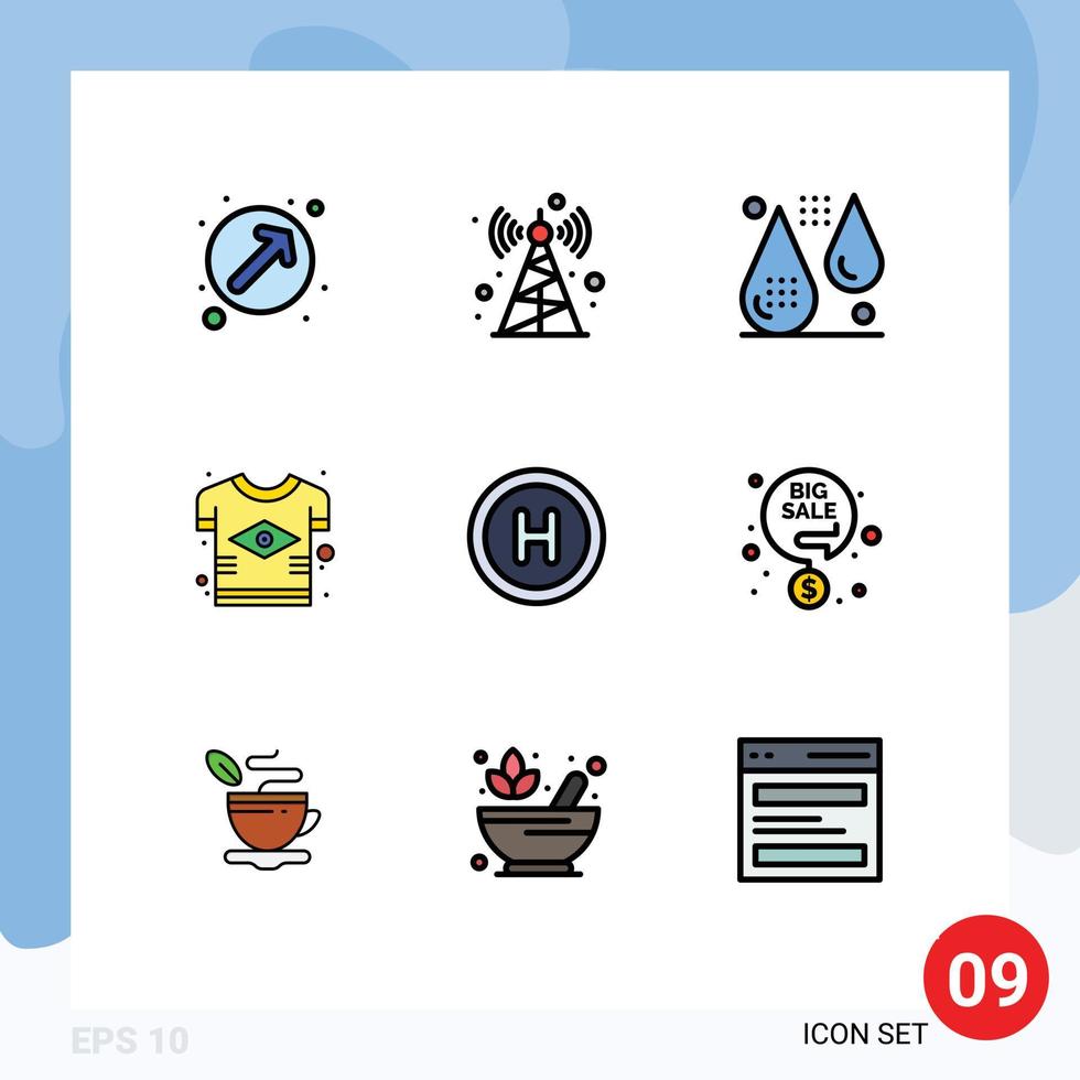 Universal Icon Symbols Group of 9 Modern Filledline Flat Colors of medical flag disease country brazil Editable Vector Design Elements