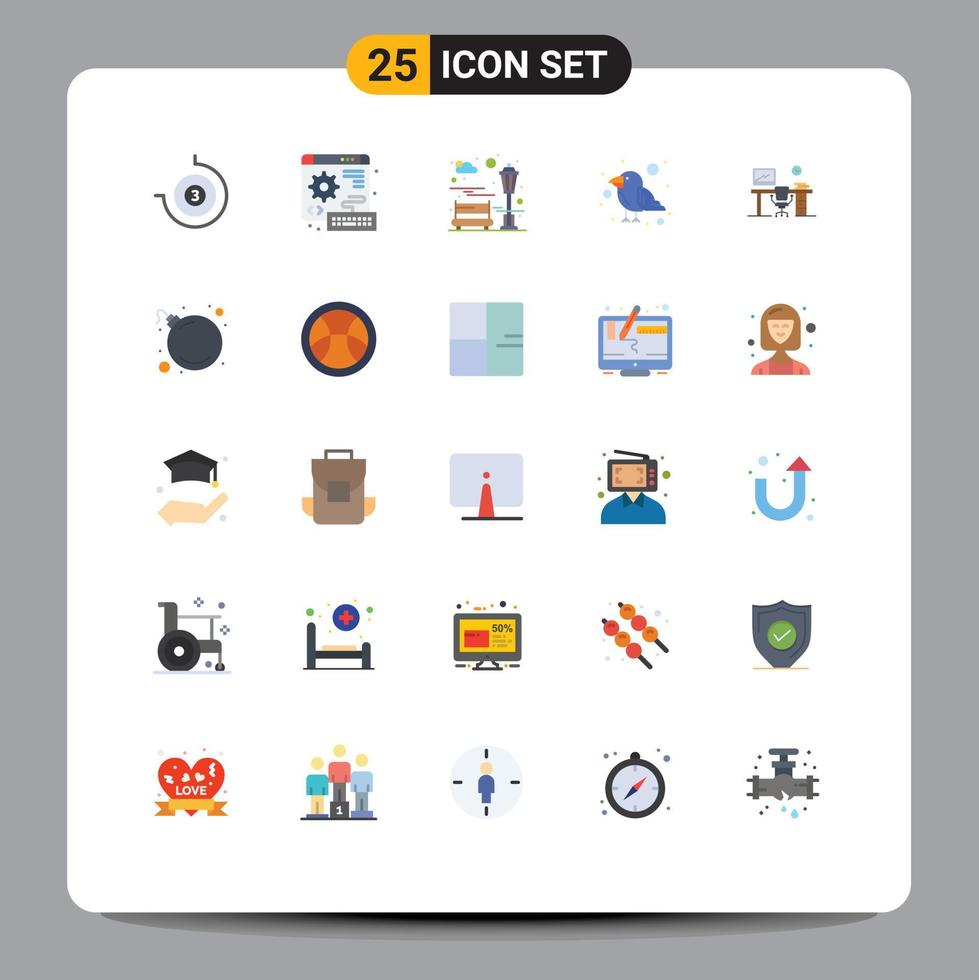 Stock Vector Icon Pack of 25 Line Signs and Symbols for chair office city wild parrot Editable Vector Design Elements