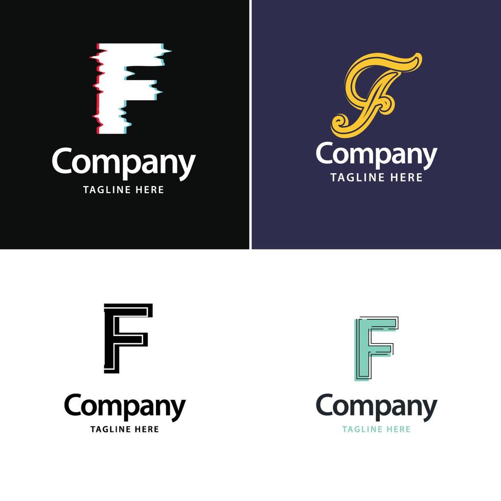 letra f diseño de paquete de logotipos grandes diseño de logotipos modernos y creativos para su negocio vector