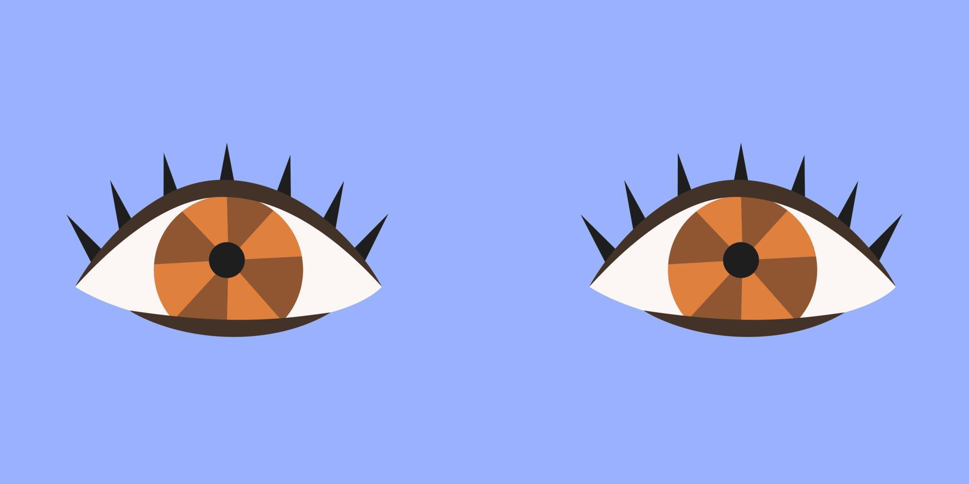 Brown eyes in flat style. vector