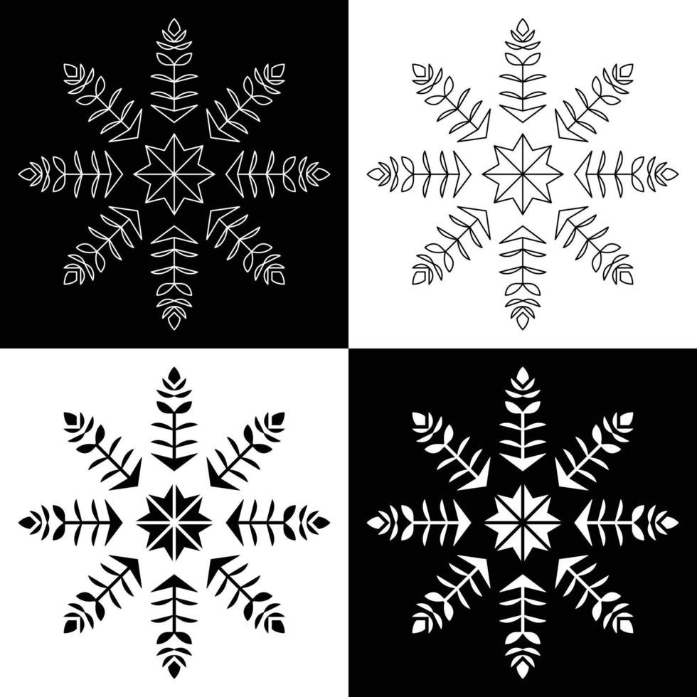 Snowflake Minimal Flat Outline Vector Design Set