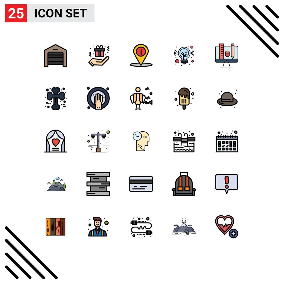 Modern Set of 25 Filled line Flat Colors and symbols such as scale computer navigation solution business Editable Vector Design Elements