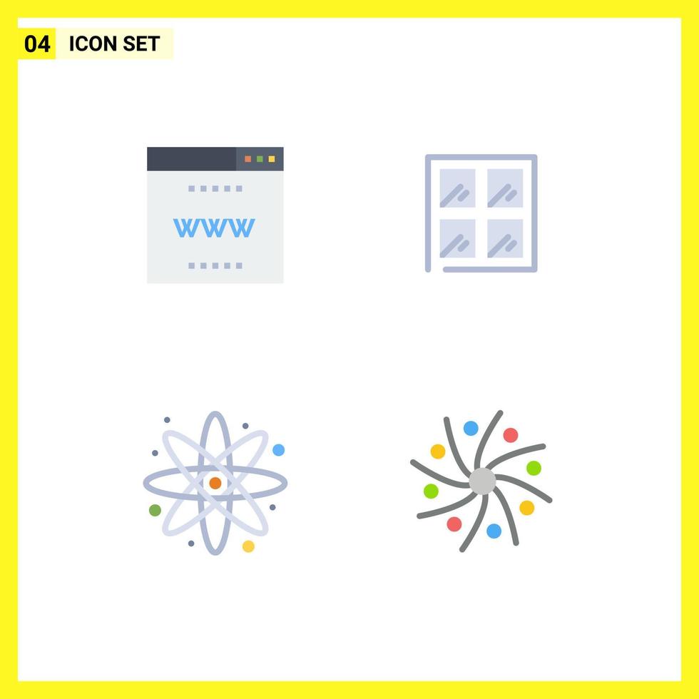 4 Flat Icon concept for Websites Mobile and Apps internet science site building galaxy Editable Vector Design Elements