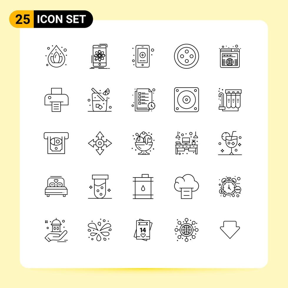 25 Line concept for Websites Mobile and Apps url address app stud medicine Editable Vector Design Elements