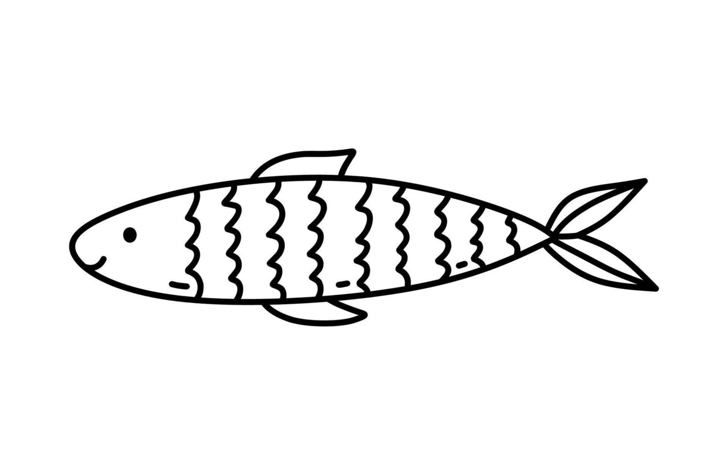 Cute fish isolated on white background. Vector hand-drawn illustration in doodle style. Perfect for decorations, logo, various designs.