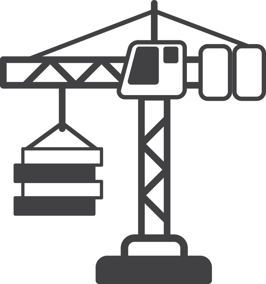 construction crane illustration in minimal style vector