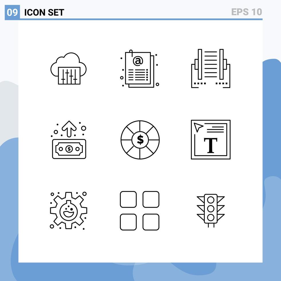 Set of 9 Modern UI Icons Symbols Signs for coin finance computer economy transfer Editable Vector Design Elements