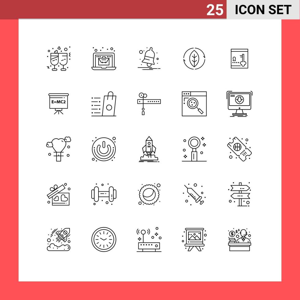 25 Thematic Vector Lines and Editable Symbols of locker power bell source energy Editable Vector Design Elements