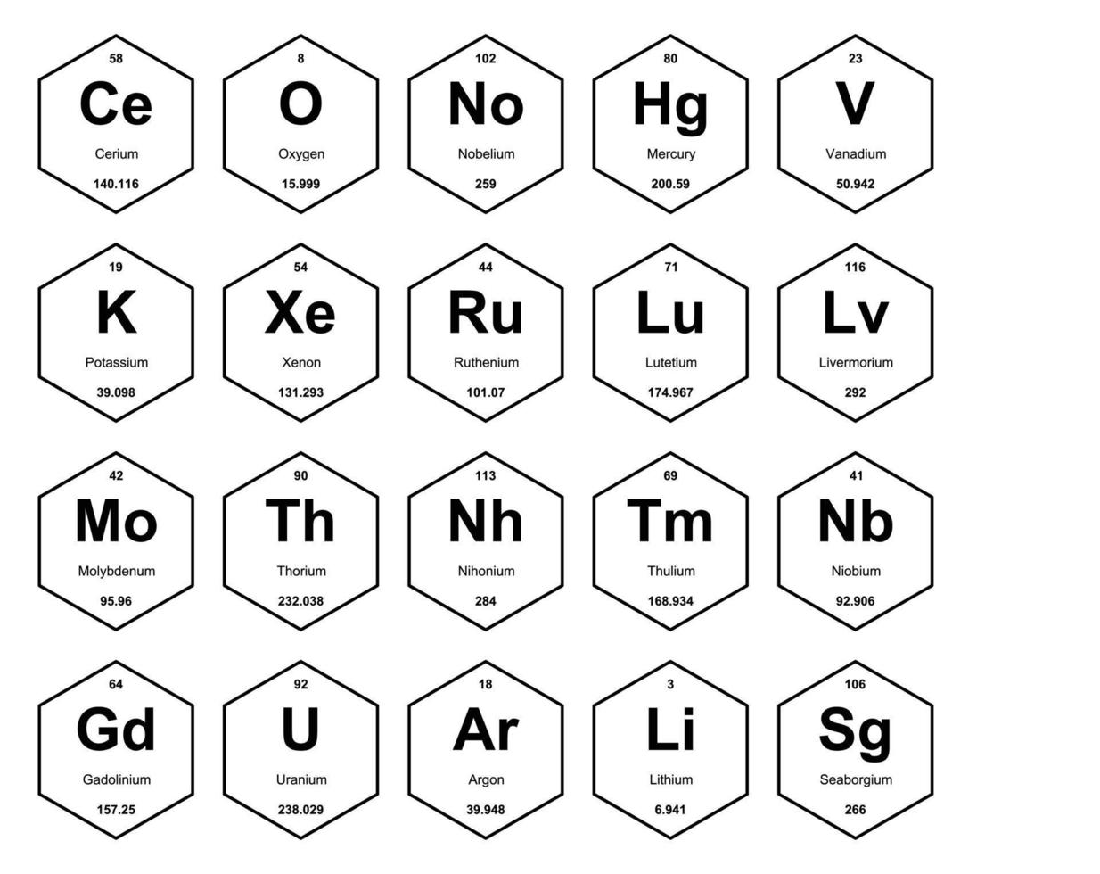 20 Preiodic table of the elements Icon Pack Design vector