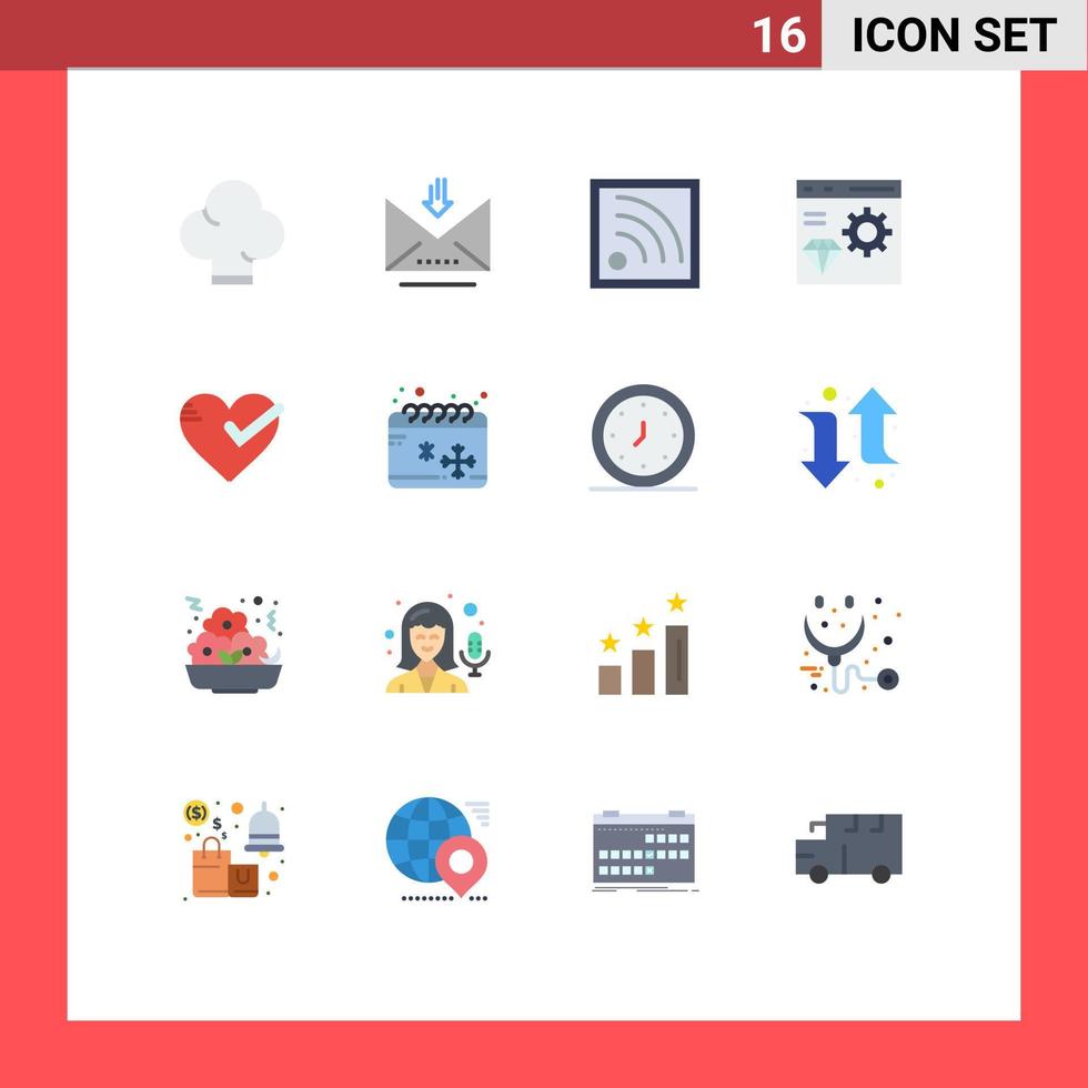 Set of 16 Vector Flat Colors on Grid for ok heart signal development coding Editable Pack of Creative Vector Design Elements