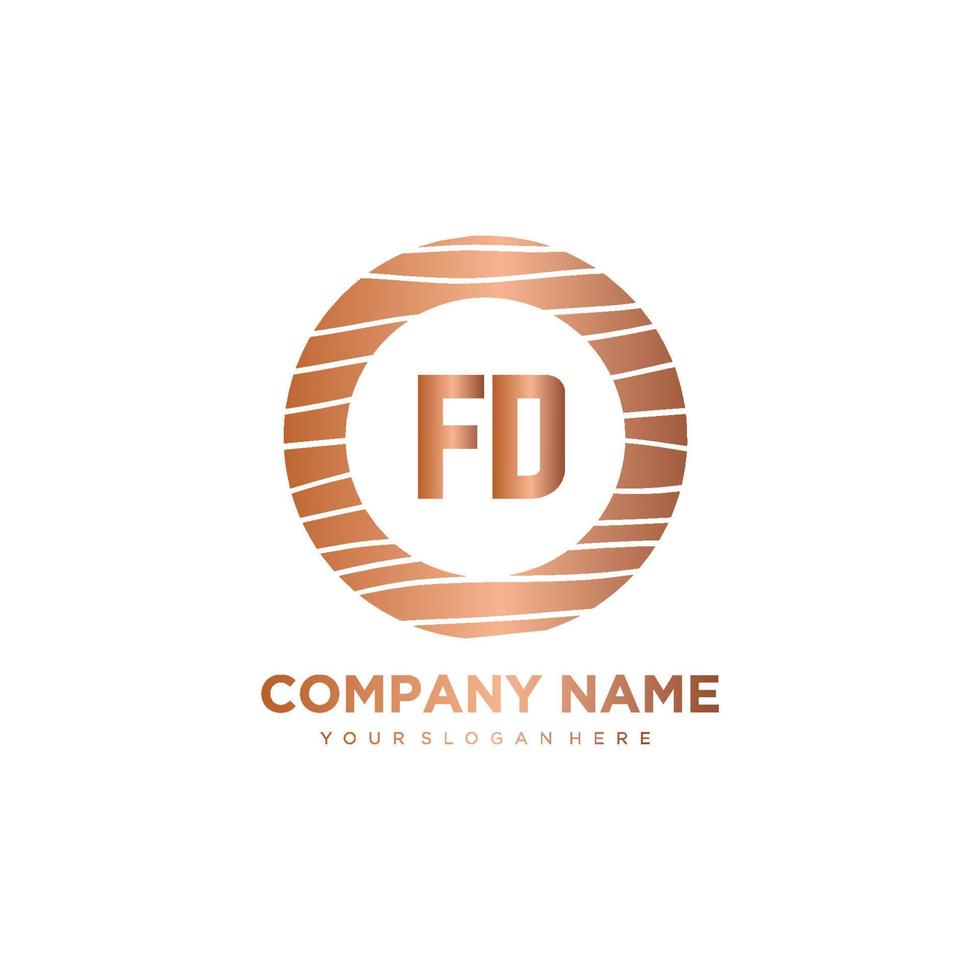 FD Initial Letter circle wood logo template vector