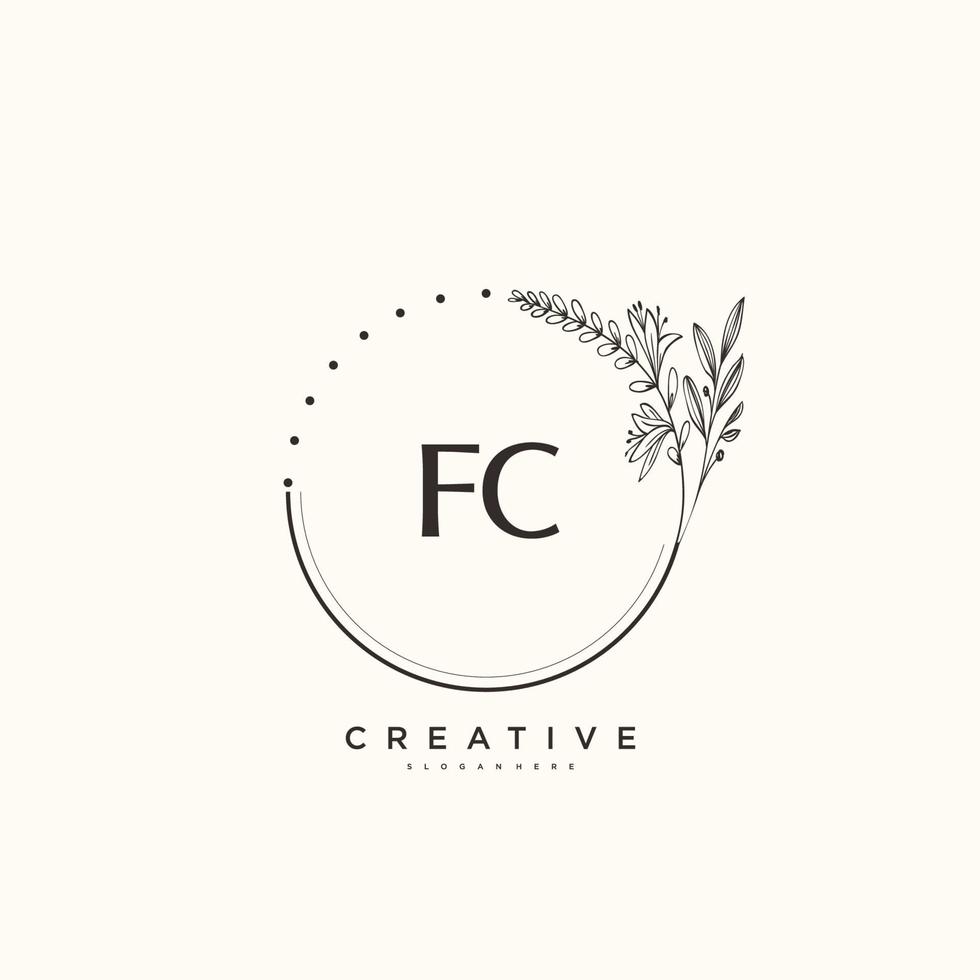 arte del logotipo inicial del vector de belleza fc, logotipo de escritura a mano de firma inicial, boda, moda, joyería, boutique, floral y botánica con plantilla creativa para cualquier empresa o negocio.