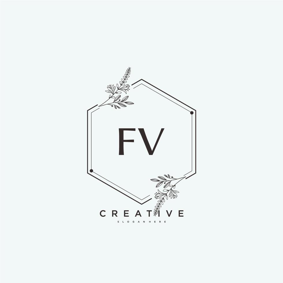 FV Beauty vector initial logo art, handwriting logo of initial signature, wedding, fashion, jewerly, boutique, floral and botanical with creative template for any company or business.