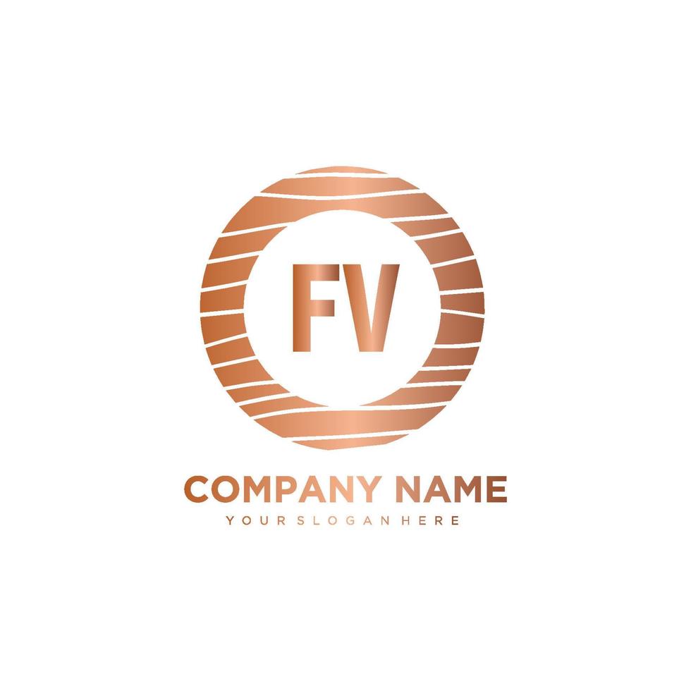 FV Initial Letter circle wood logo template vector