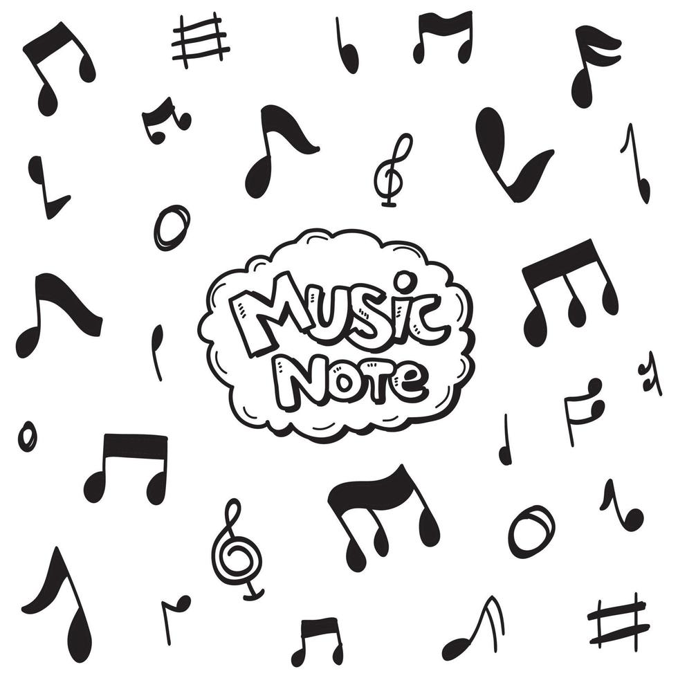 Set of music note doodle. vector illustration