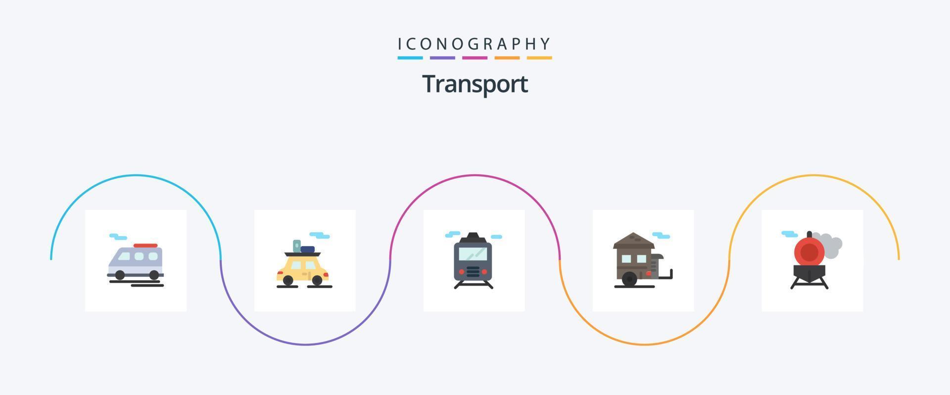paquete de iconos de transporte plano 5 que incluye transporte. retro transporte. transporte. turismo vector