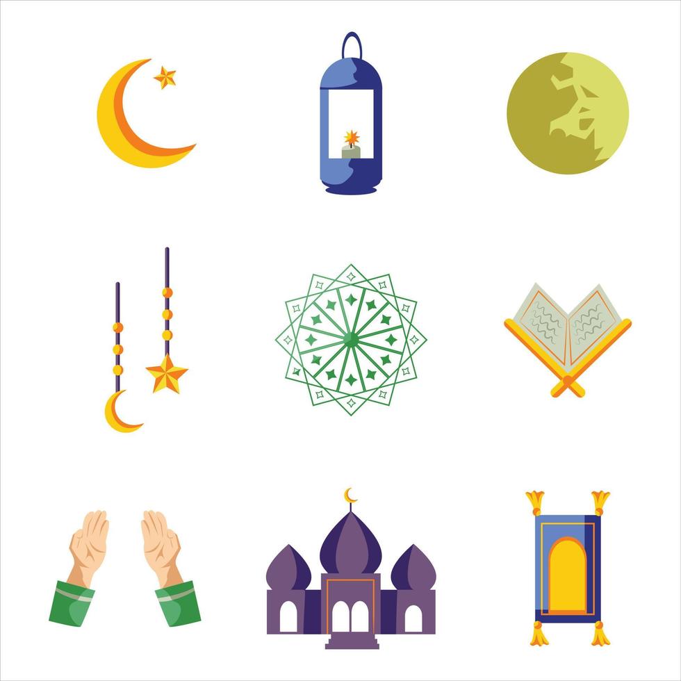Isra Mi'raj Night Journey Icon Collection vector