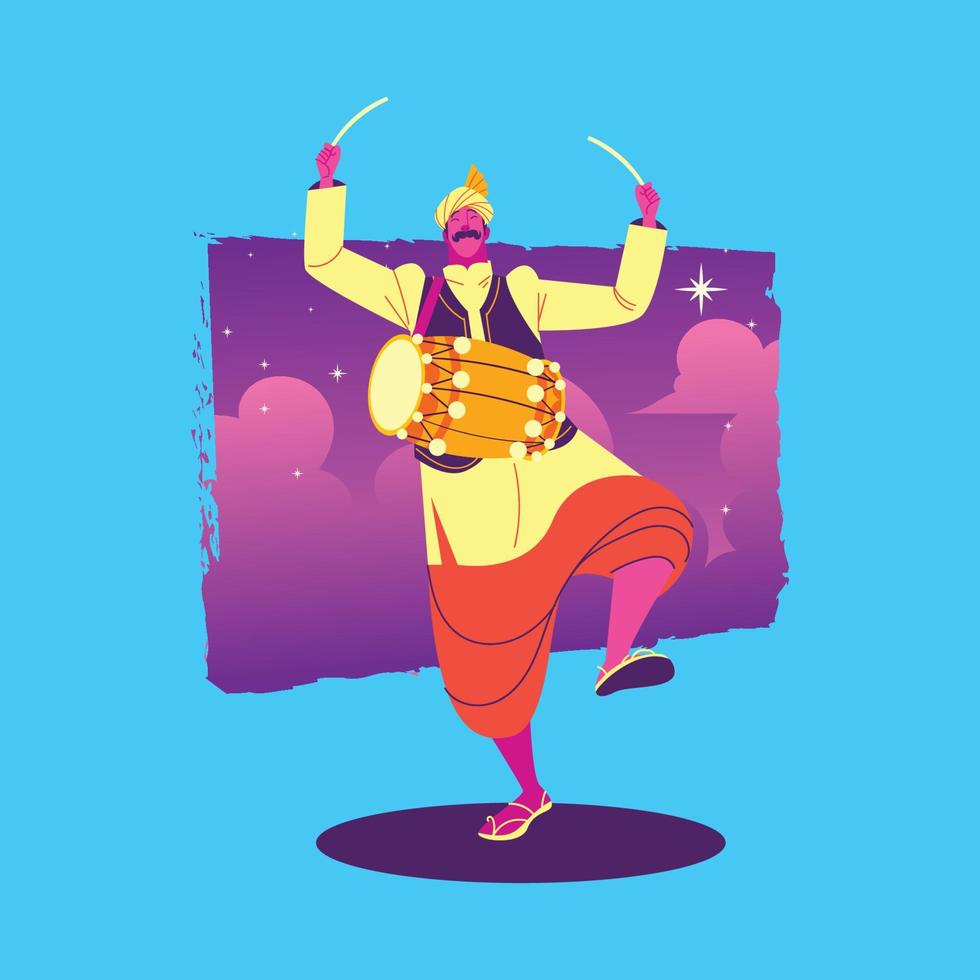 Indian Man Dancing in Lohri Festival vector