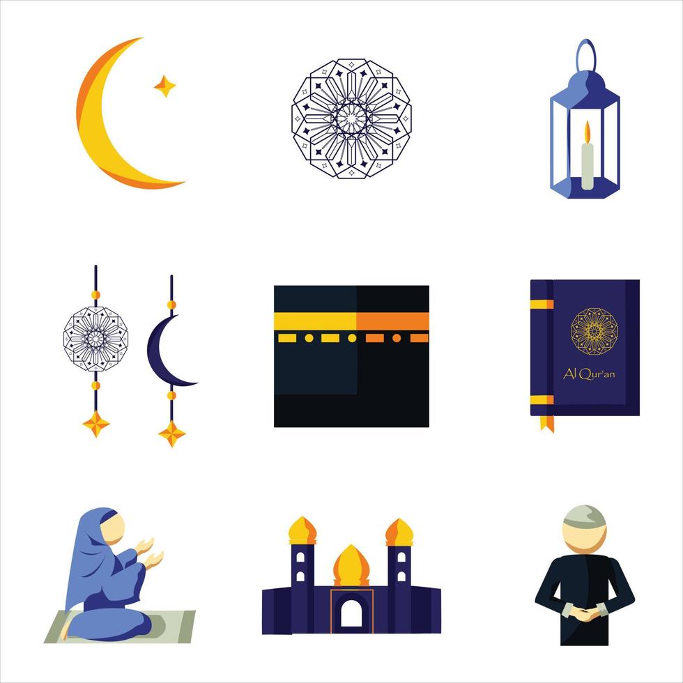 Isra Mi'raj Night Journey Icon Collection vector