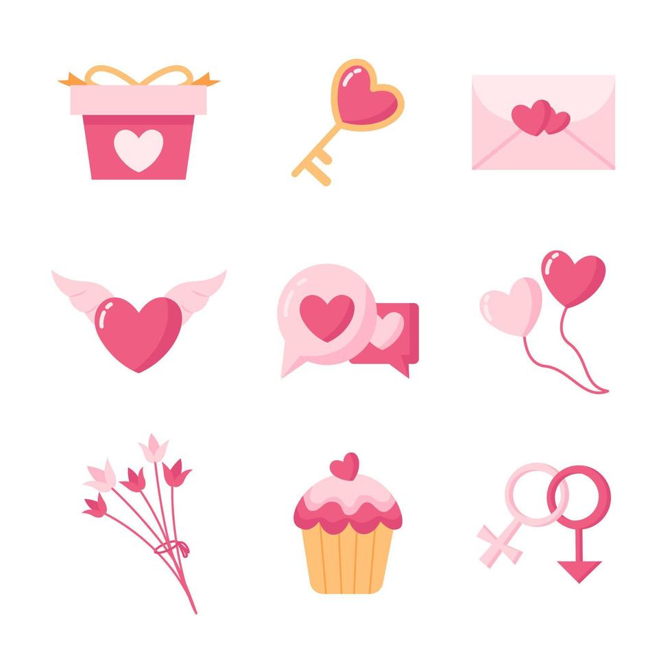 Valentine's day icon set vector